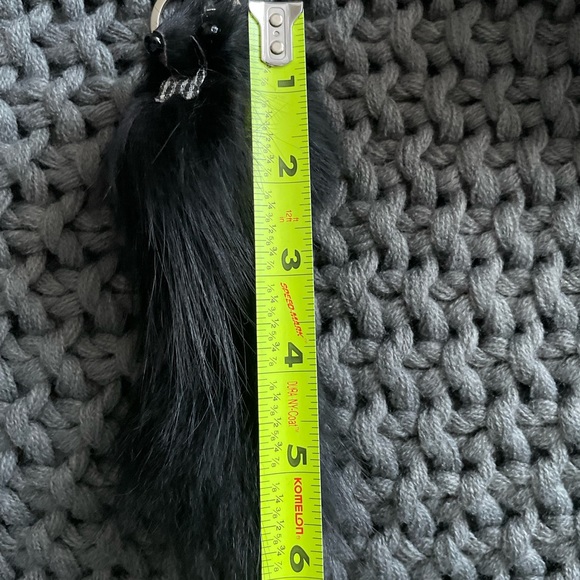 European Black Fur Animal Keychain with Bow Tie Bag Charm - Picture 4 of 4